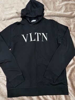 Valentino Black Hoodie with White VLTN Logo